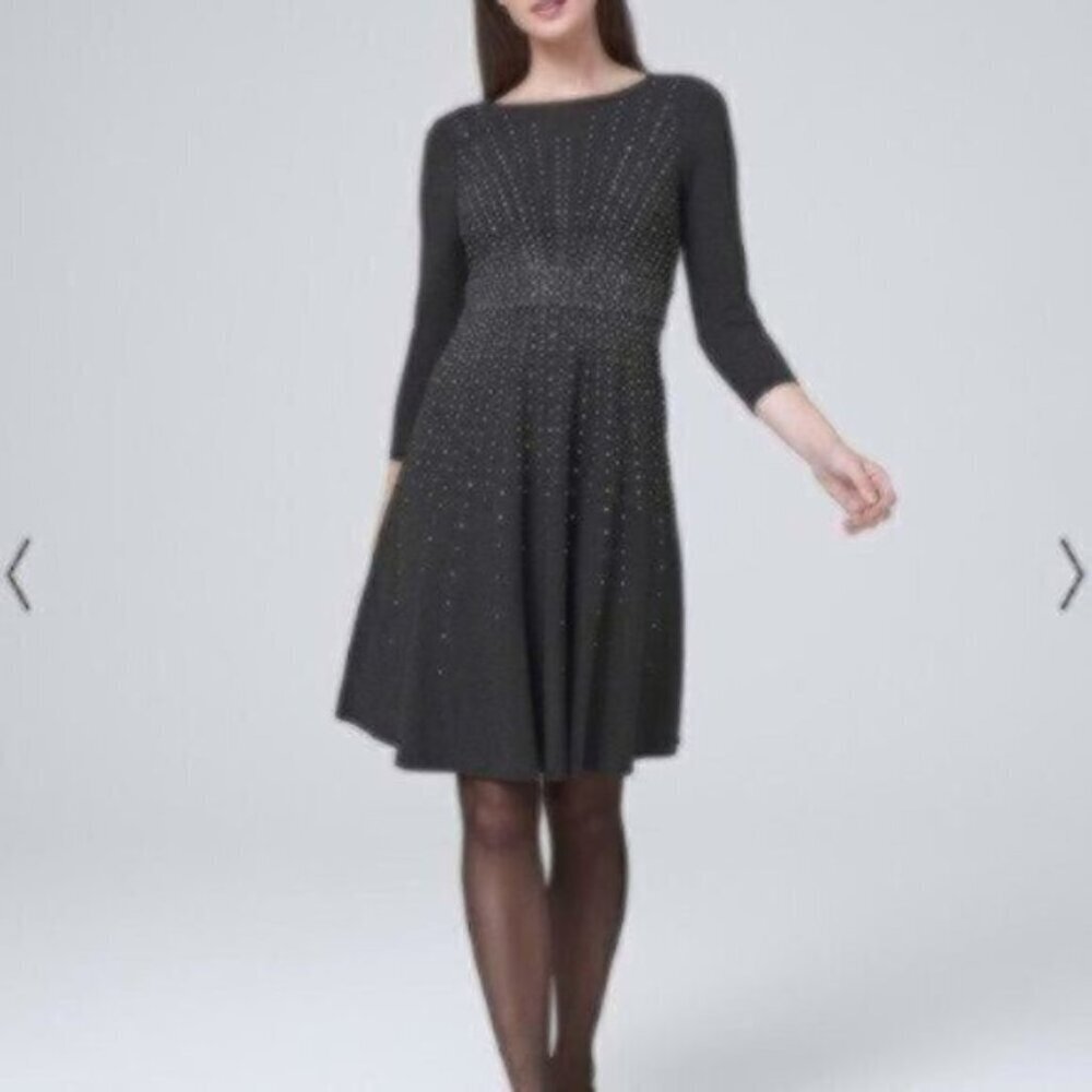 NWOT White House Black Market Embellished Fit-And-Flare Dress